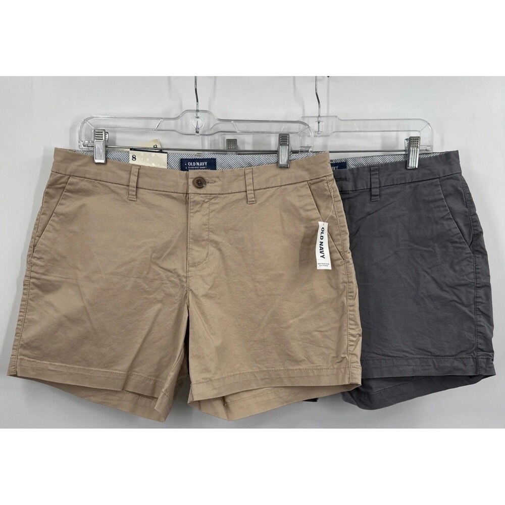 Old Navy Khaki Everyday Shorts Size 8 Khaki Gray 5" Inseam Cotton Stretch Casual